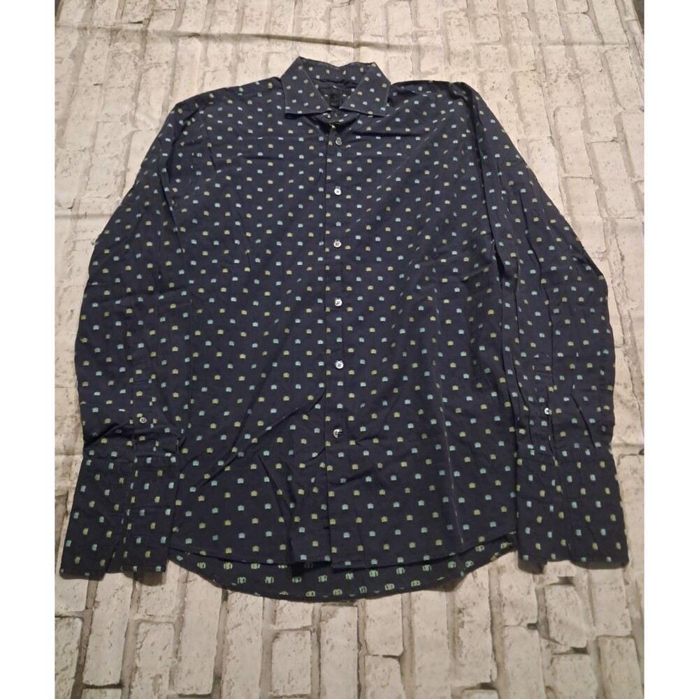 Express Design Studio Men's XL Button Up Shirt Navy Blue Classic Fit Butterfly